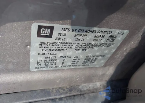 2015 Buick Encore from USA, damaged, VIN KL4CJASB3FB201817